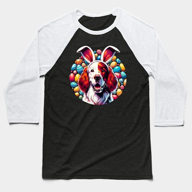 Irish Red and White Setter Enjoys Easter with Bunny Ears Baseball T-Shirt by ArtRUs